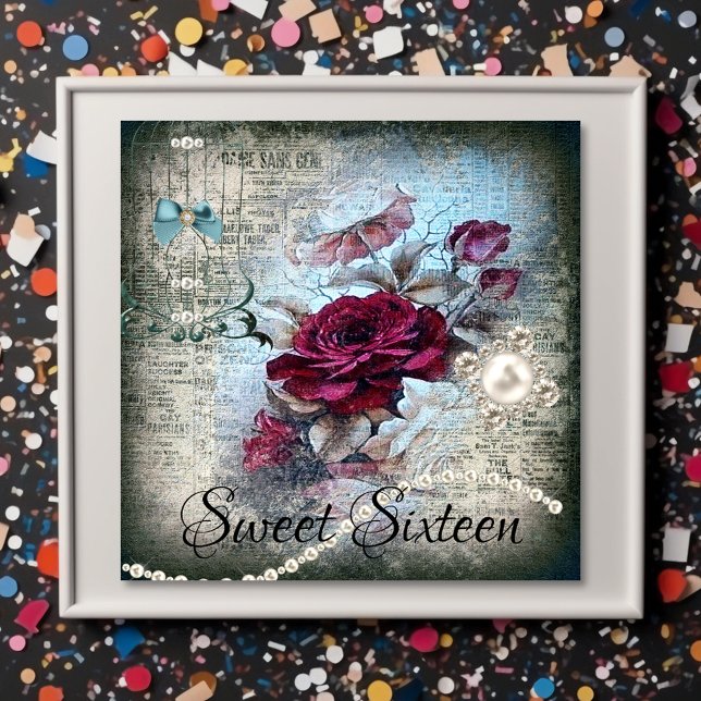 Victorian Ro Ephemera Sweet sixteen Inbjudningar (Skapare uppladdad)