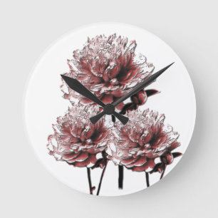 Victorian Ro Färgad Peonies Bild Rund Klocka