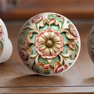 Victorian Ro Garden Ceramic Knob pull Knopp