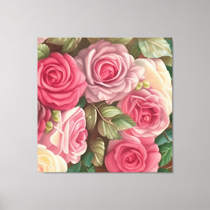 Victorian Ro Garden - Pastel Rosa Blooms Canvastryck