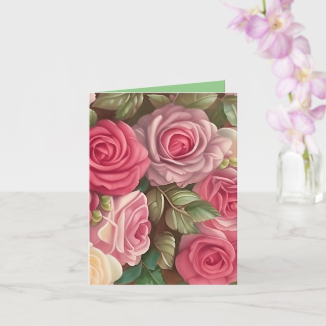 Victorian Ro Garden - Pastel Rosa Blooms Kort (Orkide)
