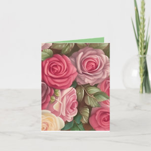 Victorian Ro Garden - Pastel Rosa Blooms Kort