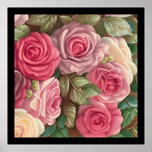 Victorian Ro Garden - Pastel Rosa Blooms Poster