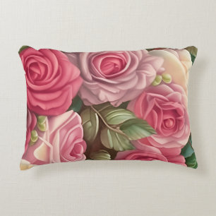 Victorian Ro Garden - Pastel Rosa Blooms Prydnadskudde