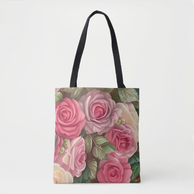 Victorian Ro Garden - Pastel Rosa Blooms Tygkasse (Framsida)