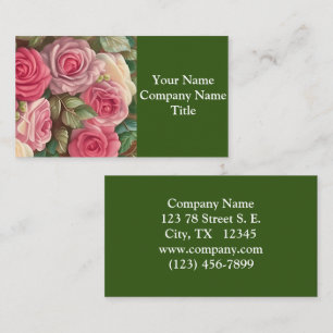 Victorian Ro Garden - Pastel Rosa Blooms Visitkort