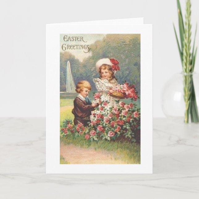 Victorian Ro Garden Romantic Påsk Card Helgkort (Framsida)