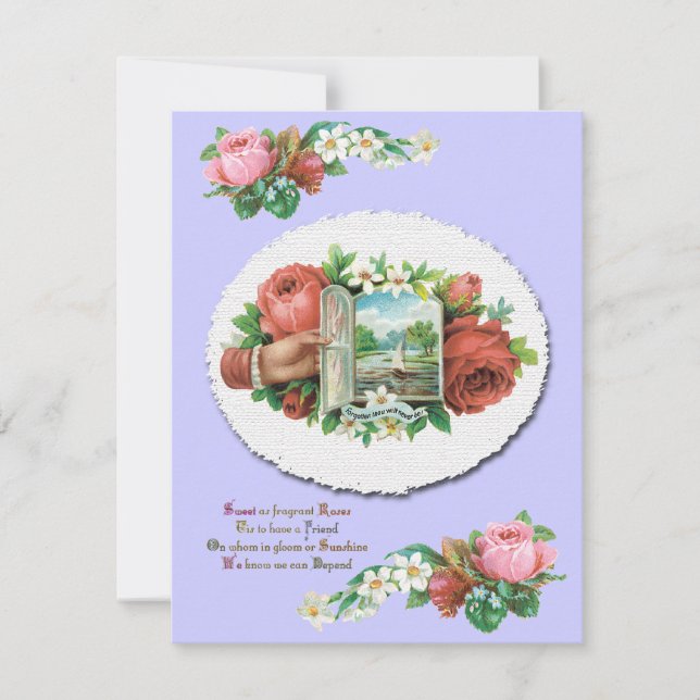 Victorian Ro Personligt bröllp meddelande Inbjudningar (Framsida)