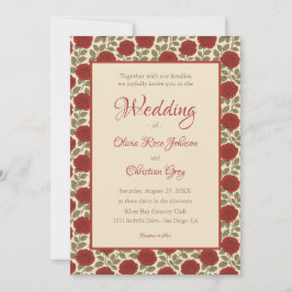 Victorian Röd ros Bröllop Inbjudningar