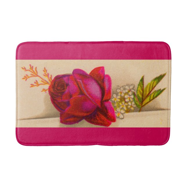 Victorian röd ros print badrumsmatta (Framsidan)