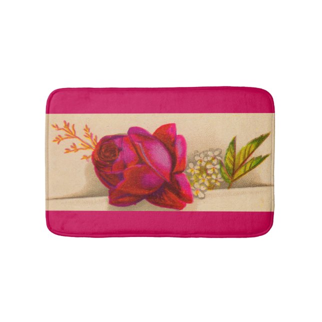 Victorian röd ros print badrumsmatta (Framsidan)