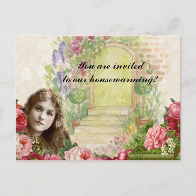 Victorian Romantic Painterly Ro Door Postcard Inbjudan Vykort (Framsida)