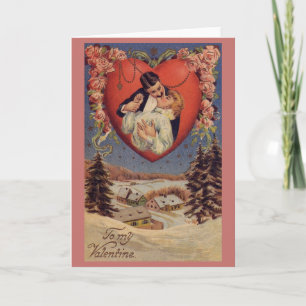Victorian Romantik Valentine Greeting Card Helgkort