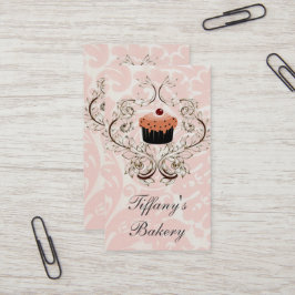 Victorian Rosa Damask Boutique affärskort Visitkort