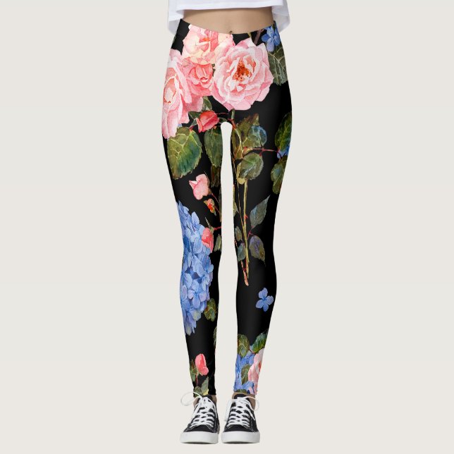 Victorian rosa ros bouquet. leggings (Framsida)
