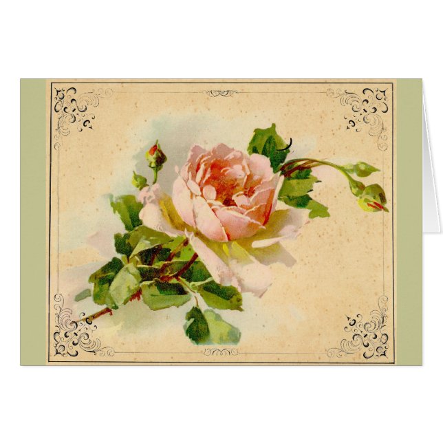 Victorian Rosa ros Hälsningskort (Framsidan Horizontal)