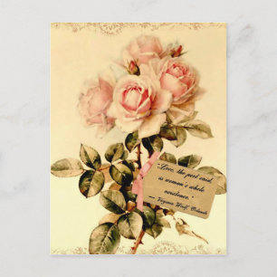 Victorian Rosa ros med Motivational Quote Vykort