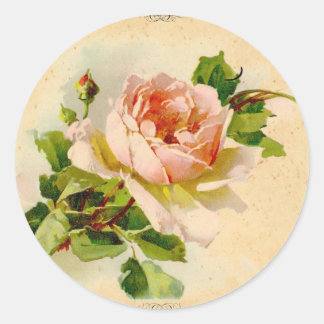 Victorian Rosa ros Runt Klistermärke