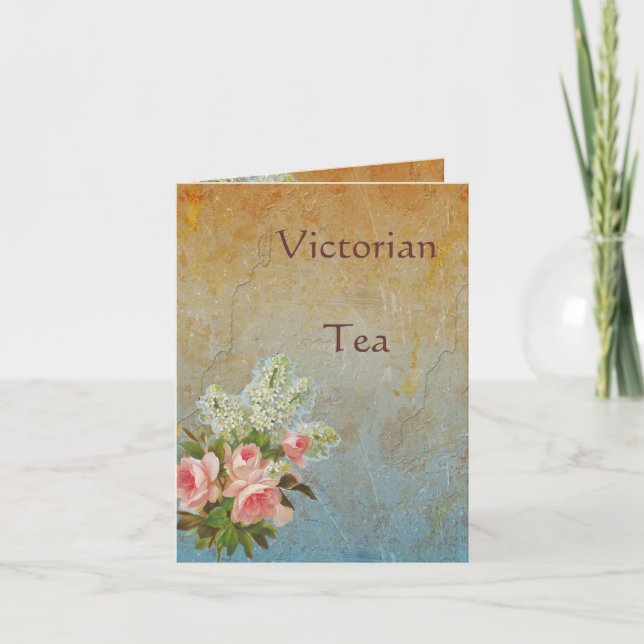 Victorian Rosa ros Tea Party Inbjudan (Framsida)
