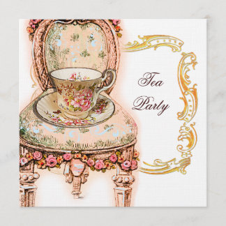 Victorian Rosa ros Tea Party Inbjudningar