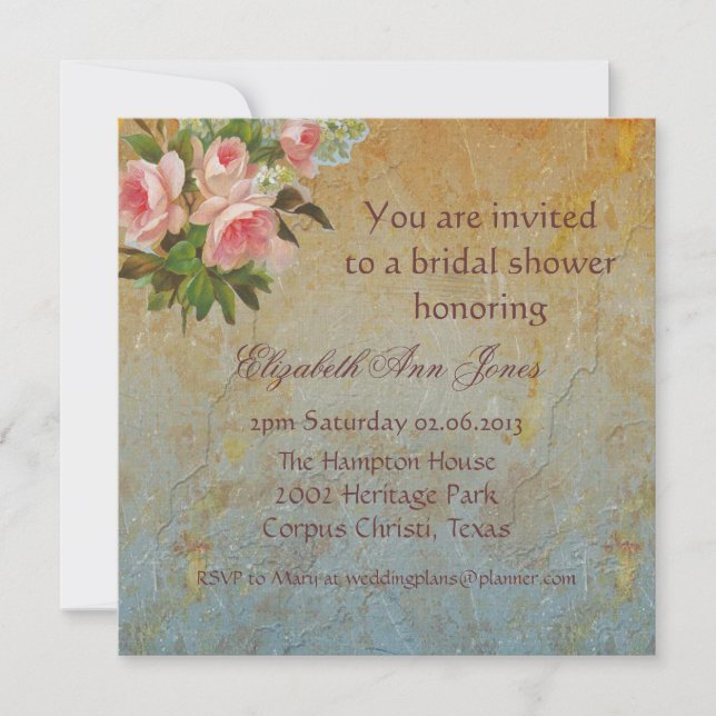 Victorian Rosa ros Tea Party Inbjudningar (Framsida)