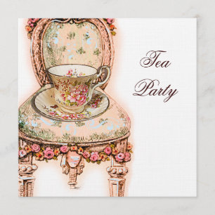 Victorian Rosa ros Tea Party Inbjudningar