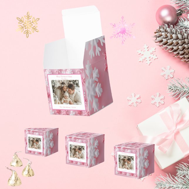 Victorian Rosa Snowflake-julfoto Presentaskar (Pink Snowflake Gift Box)