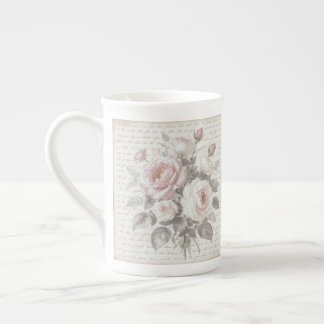 Victorian Rose Dusty Pink Cream  Faded Script Benporslin Mugg