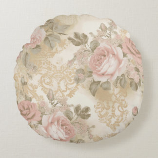 Victorian Roses Print Throw Pillow Rund Kudde