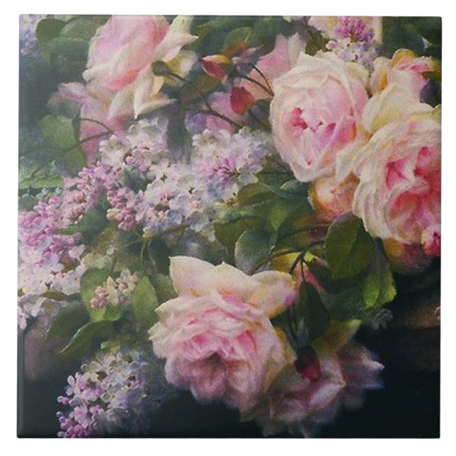 Victorian Rosor och Lilacs Kakelplatta (Framsidan)
