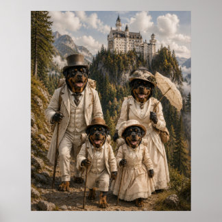 Victorian Rottweiler Family Hiking to Neuschwanste Poster