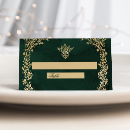 Victorian Royal Bröllop Grönt och Guld Placeringskort