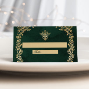 Victorian Royal Bröllop Grönt och Guld Placeringskort