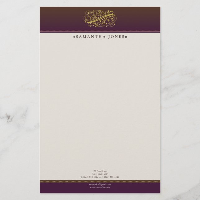 Victorian Royalty Customized Stationery Brevpapper (Framsida)