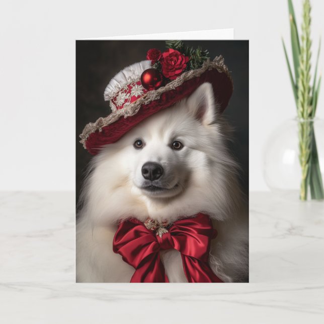 Victorian Samoyed jul Helgkort (Framsida)