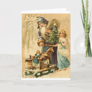 Victorian Santa and Angel-julkort Helgkort