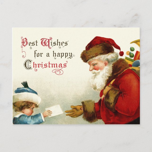 Victorian Santa and Child Helg Vykort (Framsida)