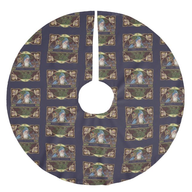 Victorian Santa Änglar jul Antique Julgransmatta Borstad Polyester (Framsidan)