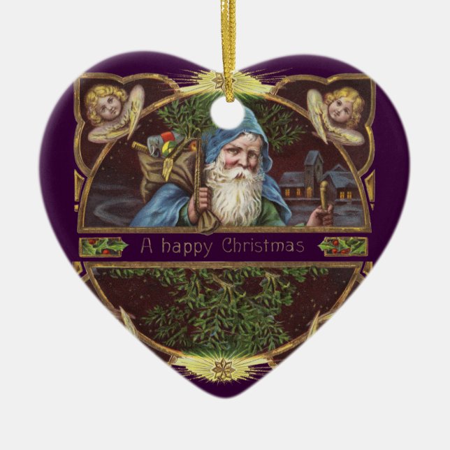 Victorian Santa Änglar jul Antique Julgransprydnad Keramik (Framsidan)