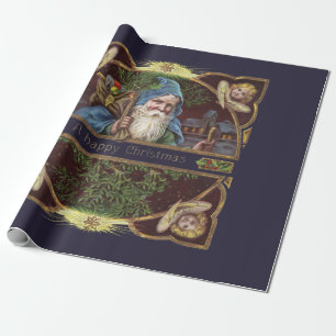 Victorian Santa Änglar jul Antique Presentpapper