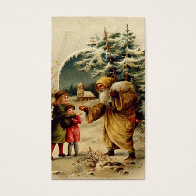 Victorian Santa Gift Card Visitkort (Framsidan)