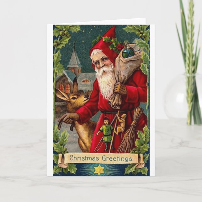 Victorian Santa med Sack-julkort Helgkort (Framsida)