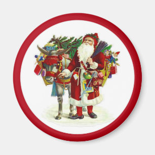 Victorian Santa och Donkey Magnet