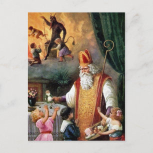 Victorian Santa och Krampus Vykort