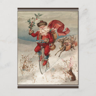 Victorian Santa på en Vintage Bicycle Helg Vykort