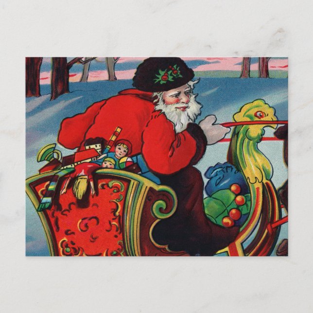 Victorian Santa Postcard Helg Vykort (Framsida)