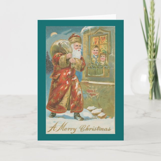 Victorian Santa with Pack-julkort Helgkort (Framsida)