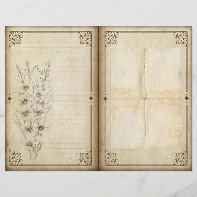 Victorian Scrapbook Blommigt Garden Journal Papper (Framsida)