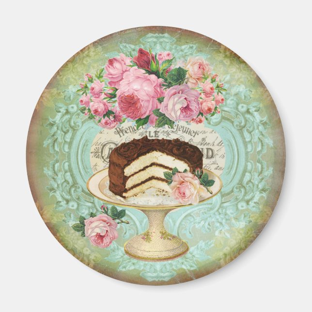 Victorian Shabby chic Ro & Cake Patisserie Magnet (Framsidan)