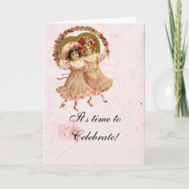 Victorian Shabby Rosa Girl Girl Girl's Birthday Ca Tack Kort